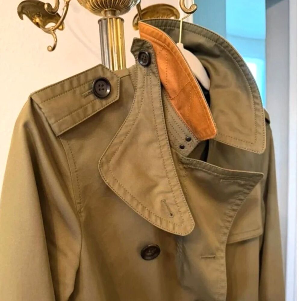 Coach Olive Green Belted Trench Coat – Size Small - Picture 2 of 8